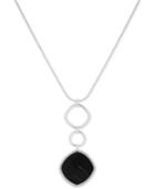 Nine West Silver-tone Pave & Stone Adjustable 40 Pendant Necklace