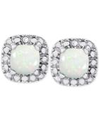 Opal (1 Ct. T.w.) And Diamond Accent Stud Earrings In Sterling Silver
