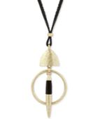Lucky Brand Gold-tone Leather-wrapped Pendant Necklace