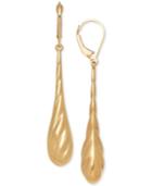 Polished Textured Teardrop Drop Earrings In 14k Gold