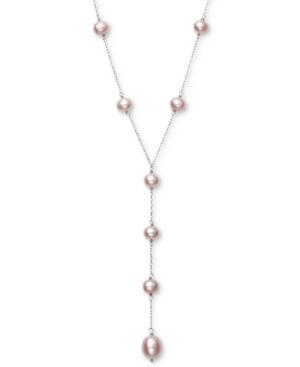 Belle De Mer Pink Cultured Freshwater Pearl (6mm, 7-1/2mm) 18 Lariat Necklace In Sterling Silver