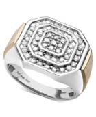 Men's Diamond Ring In 14k Gold And Sterling Silver (1 Ct. T.w.)