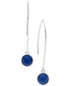 Nine West Silver-tone Blue Stone Linear Drop Earrings