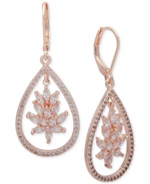 Anne Klein Rose Gold-tone Cubic Zirconia Drop Earrings