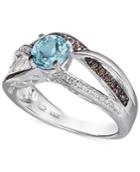 Le Vian Chocolatier Blue Topaz (3/4 Ct. T.w.), Diamond (1/5 Ct. T.w.) And Chocolate Diamond Accent Ring In 14k White Gold