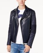 Armani Exchange Men's Faux-leather Puffer-sleeve Moto Jacket
