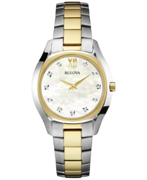 Bulova Women's Diamond Accent Two-tone Stainless Steel Bracelet Watch 33mm 98p145