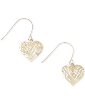 Openwork Puff Heart Drop Earrings In 10k Gold