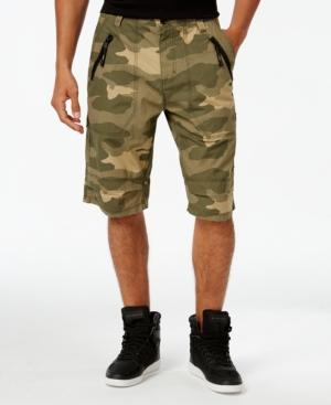 Sean John Men's Camo-print Zip-front Flight Shorts, Only At Macy's