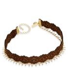 Inc International Concepts Gold-tone Faux Leather And Chain Choker Necklace, Only At Macy's