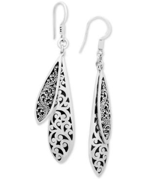 Lois Hill Scroll Work & Filigree Double Drop Earrings In Sterling Silver