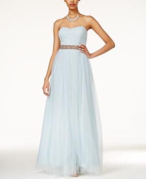 Teeze Me Juniors' Embellished Strapless A-line Dress