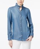 Tommy Hilfiger Ruffle-collar Denim Shirt, Only At Macy's