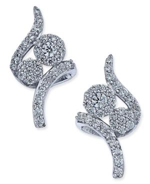 Diamond Swirl Cluster Stud Earrings (3/8 Ct. T.w.) In 14k White Gold