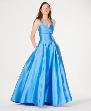B Darlin Juniors' Cage-back Satin Ballgown, Created For Macy's