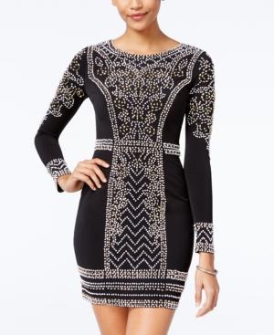 Speechless Juniors' Long-sleeve Embellished Bodycon Dress