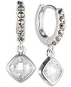 Judith Jack Sterling Silver Marcasite Hoop Crystal Drop Earrings