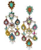 Betsey Johnson Gold-tone Multi-stone Flower Chandelier Earrings