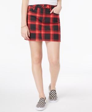 Vanilla Star Juniors' Plaid Denim Mini Skirt