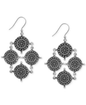 Lucky Brand Silver-tone Tribal Coin Drop Earrings