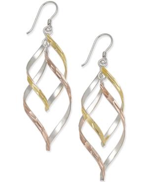 Giani Bernini Two-tone Layer Drop Earrings In Sterling Silver And 24k Gold-plated Sterling Silver, Created For Macy's