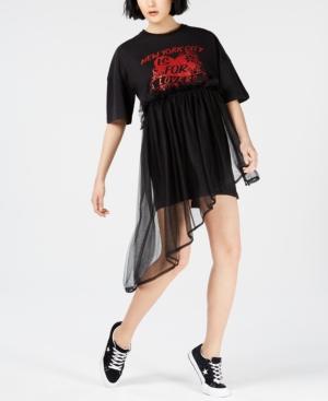 Nicopanda Asymmetrical Tulle T-shirt Dress, Created For Macy's
