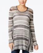 Style & Co Striped Handkerchief-hem Sweater, Only At Macy's