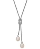 Cultured Freshwater Pearl Lariat Knot Necklace In Sterling Silver (7-1/2mm)
