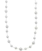 Cultured Gray Freshwater Pearl (9mm & 7mm) Collar Necklace In 14k White Gold
