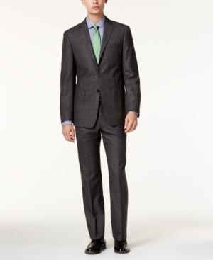 Calvin Klein X-fit Men's Gray Glen Plaid Slim Fit Suit