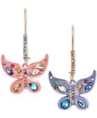Betsey Johnson Two-tone Multi-stone Butterfly Drop Earrings
