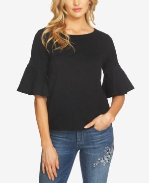 Cece Bell-sleeve Paisley Jacquard Top