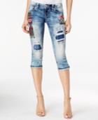 Miss Me Embroidered Ripped Medium Wash Capri Jeans