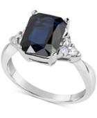 Sapphire (3-1/5 Ct. T.w.) And Diamond (1/4 Ct. T.w.) Ring In 14k White Gold