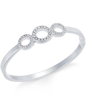 Charter Club Silver-tone Pave Circle Hinged Bangle Bracelet, Only At Macy's