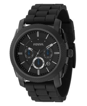 Fossil Watch, Men's Chronograph Machine Black Silicone Strap 45mm Fs4487