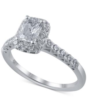 Macy's Star Signature Diamond Emerald Cut Halo Engagement Ring (1-1/5 Ct. T.w.) In 14k White Gold
