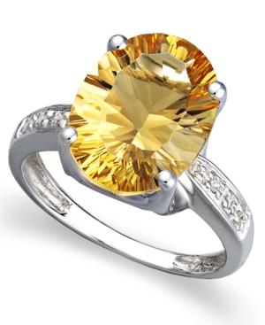 14k White Gold Ring, Oval Citrine (5-1/6 Ct. T.w.) And Diamond Accent Oval Ring