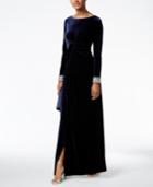Vince Camuto Velvet Embellished-cuff Gown