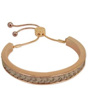 Guess Rose Gold-tone Faux Leather Slider Bracelet