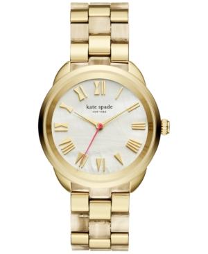 Kate Spade New York Women's Crosstown Gold-tone Stainless Steel And Horn Acetate Bracelet Watch 34mm