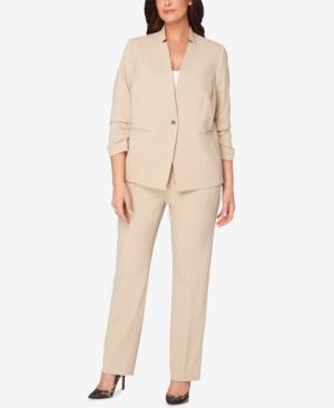 Tahari Asl Plus Size Ruched-sleeve Pantsuit