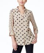 Ny Collection Polka-dot Utility Blouse