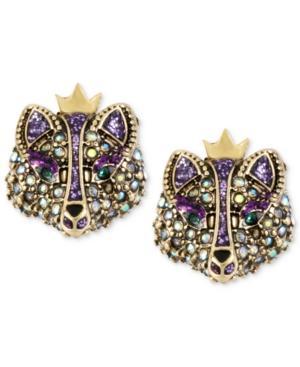 Betsey Johnson Gold-tone Crystal Fox Stud Earrings