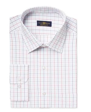 Club Room Estate Men's Classic-fit Wrinkle Resistant Grid-pattern Dress Shirt, Only At Macy's