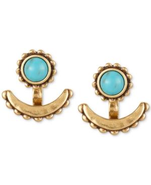Lucky Brand Gold-tone Blue Stone Earring Jacket Earrings
