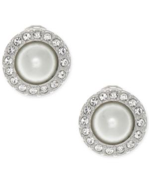 Givenchy Silver-tone Imitation Pearl And Pave Clip-on Stud Earrings