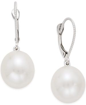 Cultured Freshwater Pearl (11mm) Drop Earrings In 14k White Gold