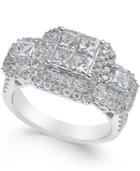 Diamond Three Stone Quad Engagement Ring (2 Ct. T.w.) In 14k White Gold