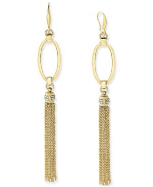 Inc International Concepts Gold-tone Open Oval Linear Fringe Earrings, Only At Macy's